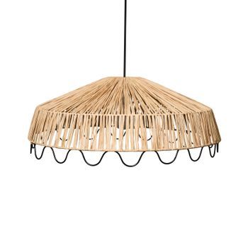 Lámpara Colgante Con Pantalla Tejida A Mano Lámpara De Techo Estilo Boho Ratán Rafia Natural Arenal