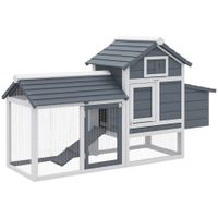 pawhut gallinero de madera para exterior jaula para 2-3 gallineras con 2 corrales de alambre techo abrible caja nido bandeja extraible y rampa 1505x54x87 cm gris   aosom espana