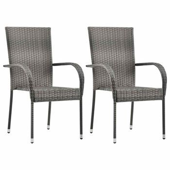 Conjunto Comedor Jardin 3 Uds | Mueble Jardin Mesa Y Sillas Ratán Sintético Gris