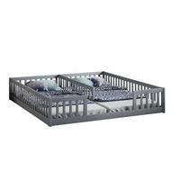 cama infantil de pino y mdf con barandilla de seguridad dos camas de 90 x 200 cm gris