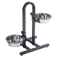 u-shaped dog bowl stand with stainless steel bowls - 2 x 18 litre