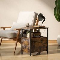 mesa auxiliar de melamina con cajones homcom marron rustico