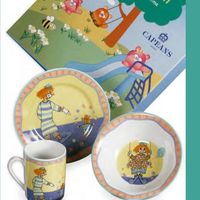 idurgo - vajilla infantil de 7 piezas en ceramica y acero coleccion circo