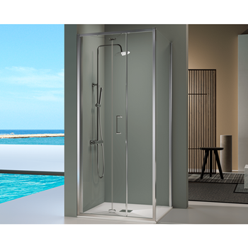 Angular De Ducha Panel Fijo + Puerta Plegable Prisma 90 Cm Pared Lateral : 77 - 79 Cm