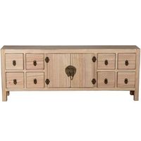 mesa tv con 8 cajones y 2 puerta s madera natural
