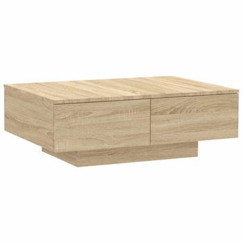 Mesa De Centro Madera Contrachapada Color Roble 90x60x31 Cm Vidaxl