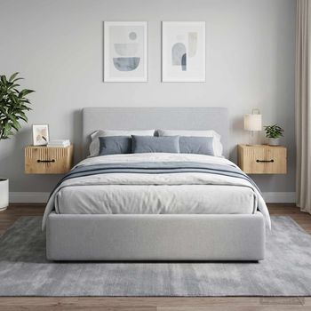 Mesitas De Noche De Pared - Dormitorio - Madera De Ingeniería - Roble (34.5x33x20cm)