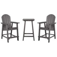 conjunto de balcon mesa alta y sillas jardin gris oscuro adirondack