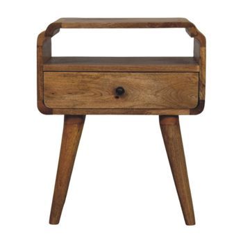 Mesita De Noche De Madera Maciza, Estilo Artesanal, Newton Oakish.