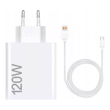 Cargador de Pared Xiaomi 120W HyperCharge Tipo-A USB + Cable USB-C Blanco, 1 Puerto, PC, Universal