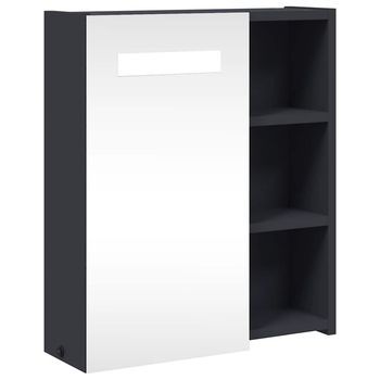 Mueble De Baño Con Espejo Y Luz Led Gris 45x13x52 Cm Vidaxl