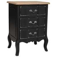mesita de madera negro encejecido 3 cajones 50x40x70h cm