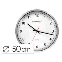 reloj q-connect de pared plastico oficina redondo 50 cm marco cromado