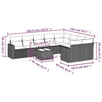 Conjunto De Sofá De Jardín (incluye Cojines, 10 Piezas En Total)