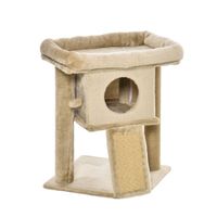 pawhut arbol rascador para gatos pequenos de 57 cm con poste de yute rampa para rascar cama y bola colgante 40x40x57 cm arena