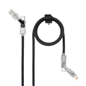 Cable USB Nanocable 2 m USB A/USB C a USB C/Lightning 27W Negro Gris