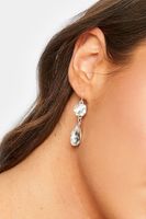 pendientes largos plateados con cristal brillo