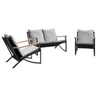 juego de muebles de jardin con cojines 3 piezas acero negro vidaxl