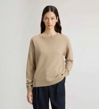 Woolrich para mujer. CFWWKN2025FRUF5067 Jersey de cuello redondo en mezcla beige (M), Casual, Lana