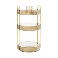 organizador de cosmeticos giratorio 360 3 niveles metal y pet - dorado