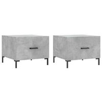 juego de 2 mesitas de noche con cajon 50 x 50 x 40 cm madera de ingenieria gris y hierro dec040406