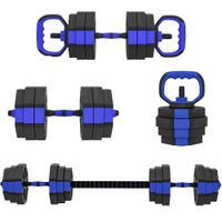 sportnow conjunto de mancuernas musculacion 4 en 1 mancuerna ajustable 25 kg kettlebell barra de ejercicios soporte para flexiones azul