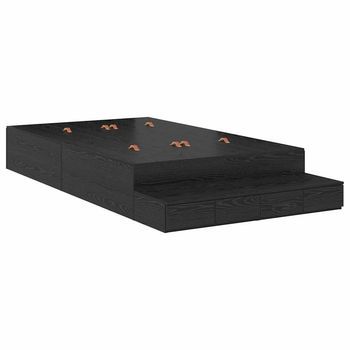 Cama Con Almacenamiento Roble Negro 120 Cm Madera De Ingeniería Vidaxl