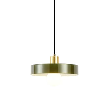 Lámpara colgante retro dorada cristal verde