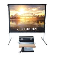 kimex pantalla de proyeccion movil de marco plegable 203x114m formato 169 tela de retroproyeccion