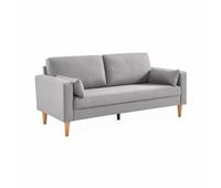 sofa de tela con patas de madera 3 plazas bjorn gris claro 180x82x70 cm
