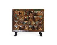 comoda exclusiva en madera reciclada multicolor