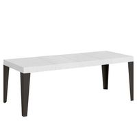 mesa extensible 200304x90 cm flame premium fresno blanco con patas antracita