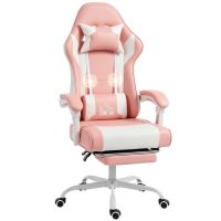 silla gamer welltin rosa masaje lumbar usb reposapies reclinable 155