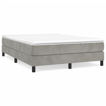 Cama Matrimonial | Cama Para Adultos | Estructura De Cama Box Spring Terciopelo Gris Claro 140x190 Cm
