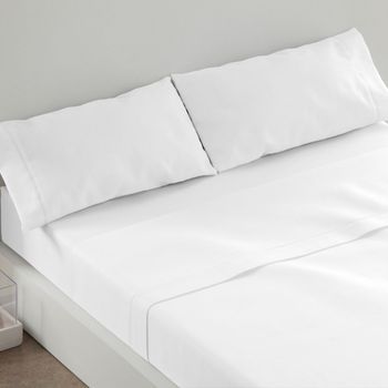 Juego De Sábanas 50% Algodón 50% Poliéster 180 X 190/200 Cm - Blanco - Burrito Blanco