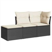 set de sofas de jardin con cojines 3 piezas ratan sintetico negro