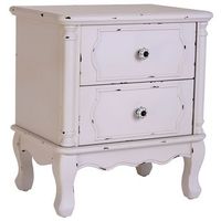 mesita de madera blanco envejecido de 2 cajones 50x36x55h cm