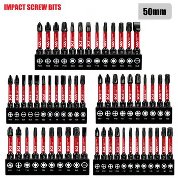 Juego de puntas de destornillador multifuncionales, Ph, Pz, Sq, Hex, Torx, Sl, juego de puntas de destornillador de impacto universal de múltiples especificaciones, 50 mm, puntas magnéticas, material