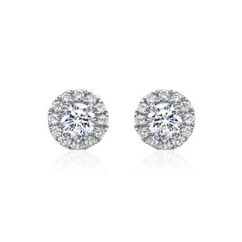 Pendientes de oro blanco 18 quilates, diamantes, aprox. 0,39 ct.