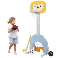 juego de aro de baloncesto 3 en 1 aro de baloncesto con altura ajustable juego de baloncesto ligero y estable amarillo  azul