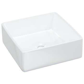 Lavabo Cuadrado De Cerámica Blanco 37x37x13 Cm Vidaxl