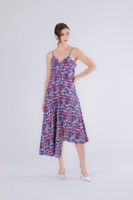 vestido asimetrico en popelina estampada tweed s
