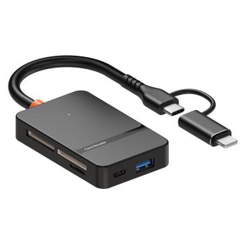 Lector de tarjetas 8 en 1 USB3.0 con interfaz Type-C/Lightning adaptador de tarjeta de memoria Micro SD TF CF MS 5Gbps a
