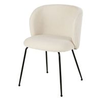 silla de comedor en tejido boucle crudo y patas de acero