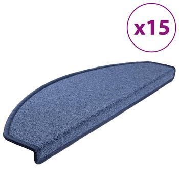 Alfombrillas De Escalera 15 Piezas | Alfombras De Escalera | Tapetes De Escalera Azul 65x24x4 Cm