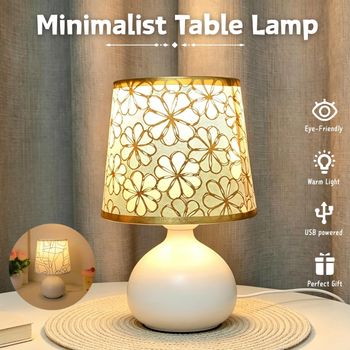 Lámpara de Mesa Decorativa Simple, Interruptor de Botón, Brillo Ajustable, Luz Cálida, Decoración para Dormitorio, Sala de Estar y Estudio