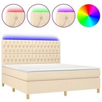 cama box spring colchon y luces led tela crema 160x200 cm vidaxl