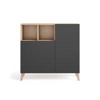 zapatero melamina roble claro puertas grafito 87x90x27 cm