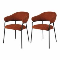 conjunto de 2 sillas de comedor naranja oscuro y negras en tela