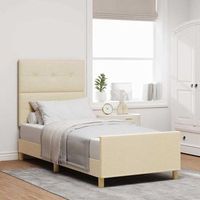 vidaxl estructura de cama con cabecera crema 90 x 200 cm tela